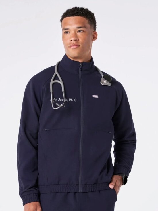 Figs Other - NEW Figs Mens sz L Cobaki Scrub Jacket Navy zip nursing pockets on shift
